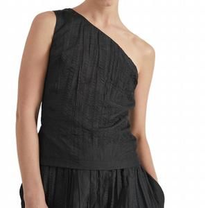 NEW THIRD FORM rolling wave one shoulder top in black